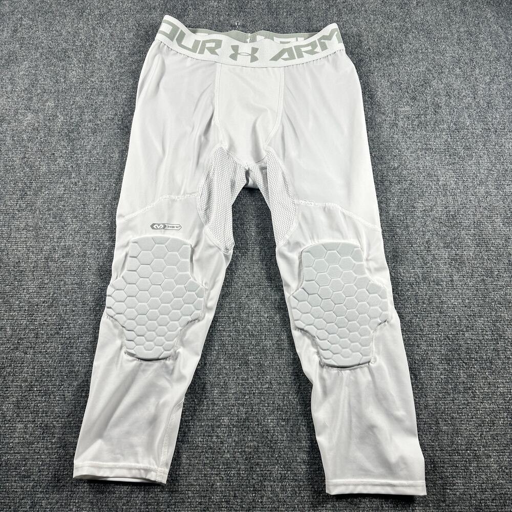 Under Armour Gameday 2-Pad 3/4 Tights Men's L White Basketball HeatGear
